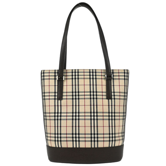 Burberry Beige Canvas Burberry Check Tote Handbag
