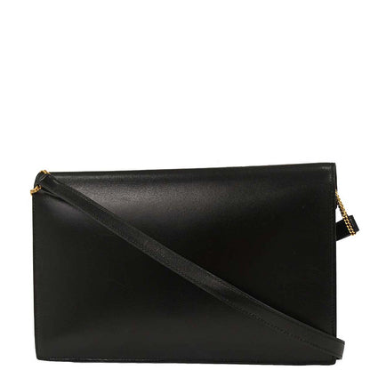 Hermes 1989 Black Box Calf Lydie 2way Clutch Shoulder Bag