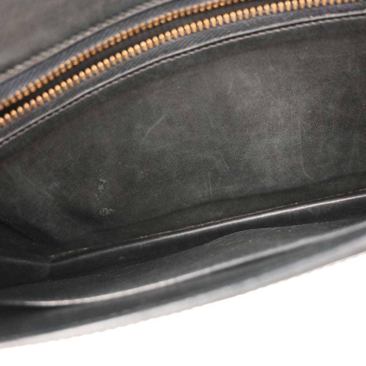 Hermes 1989 Black Box Calf Lydie 2way Clutch Shoulder Bag