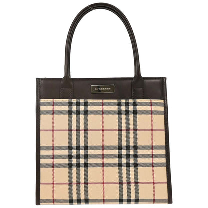 Burberry Beige Canvas Burberry Check Tote Handbag