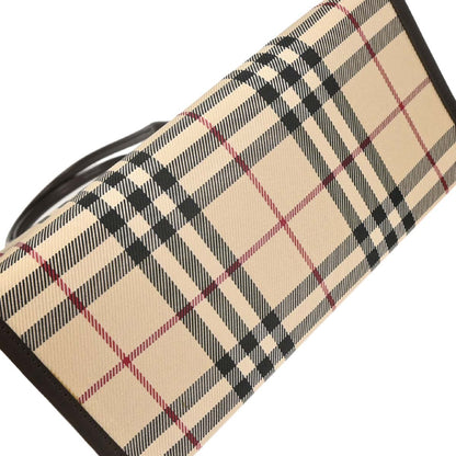 Burberry Beige Canvas Burberry Check Tote Handbag