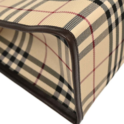 Burberry Beige Canvas Burberry Check Tote Handbag