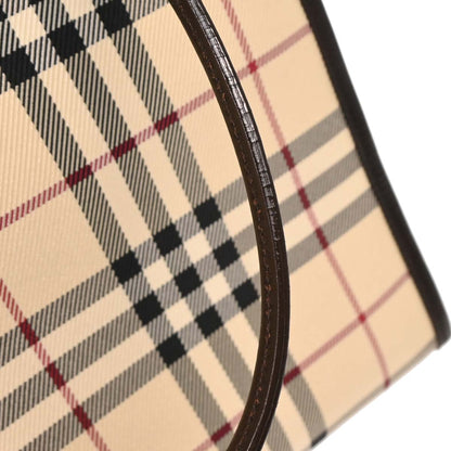 Burberry Beige Canvas Burberry Check Tote Handbag