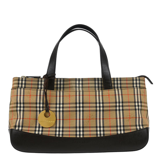 Burberry Beige Canvas House Check Tote Handbag