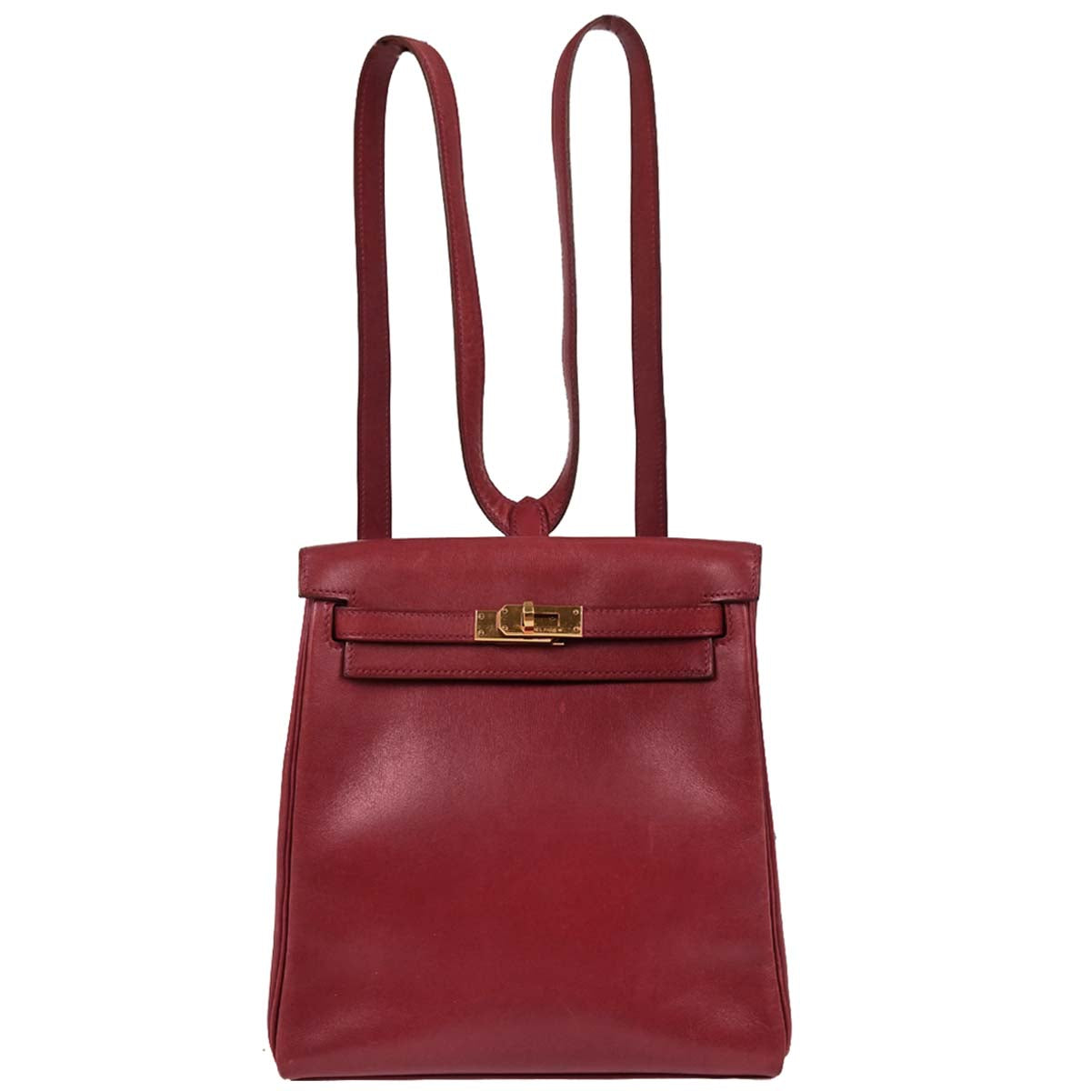 Hermes 1999 Rouge Vif Box Calf Kelly A Dos PM Backpack