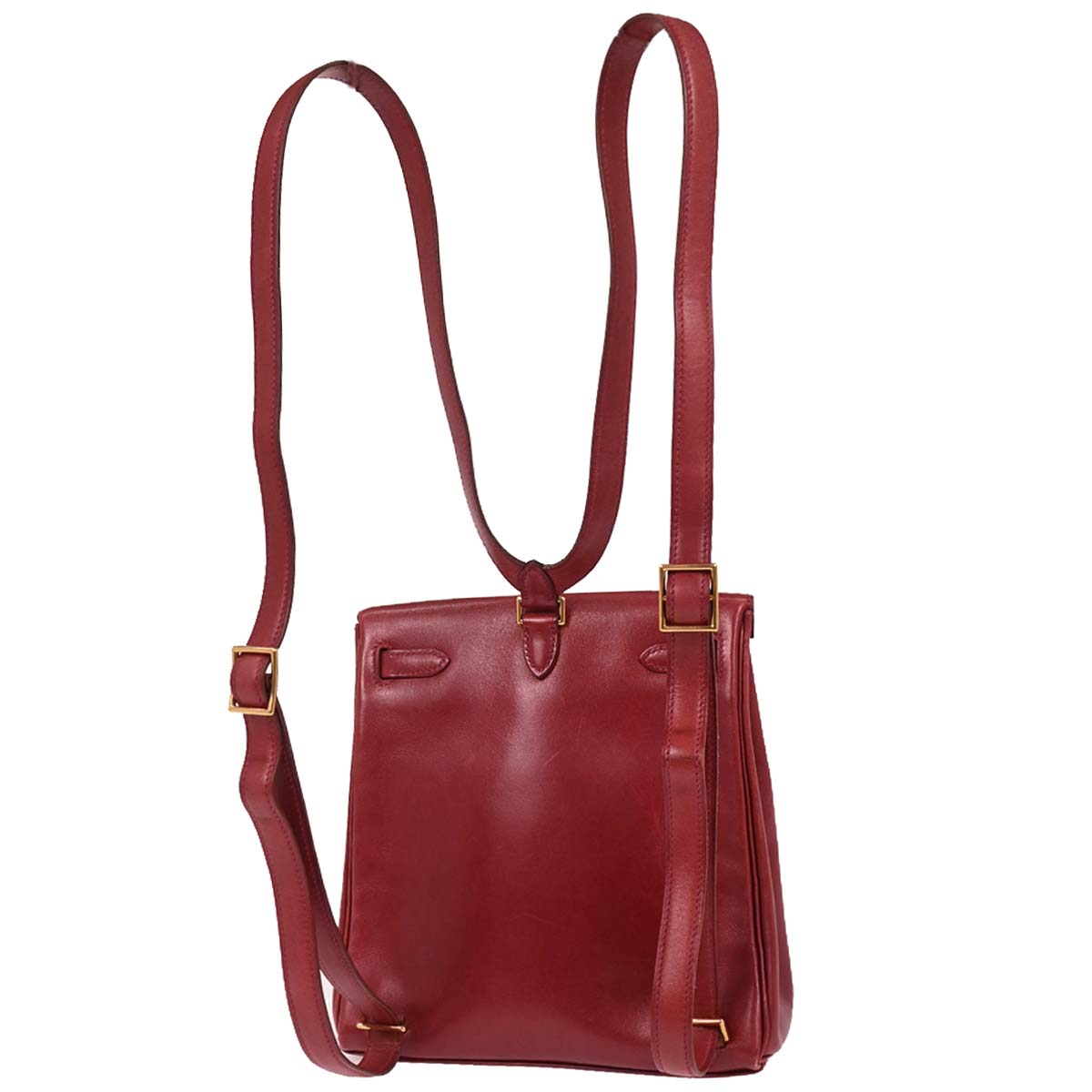Hermes 1999 Rouge Vif Box Calf Kelly A Dos PM Backpack
