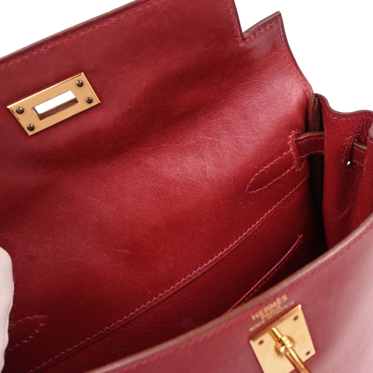 Hermes 1999 Rouge Vif Box Calf Kelly A Dos PM Backpack