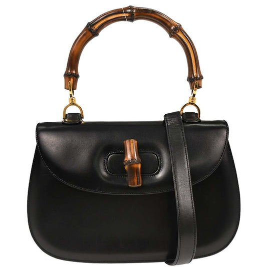 Gucci Black Bamboo 2way Shoulder Handbag