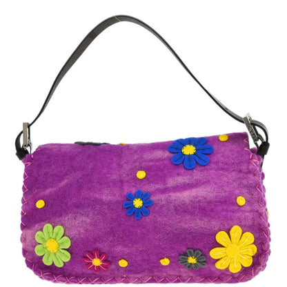 Fendi Purple Wool Baguette Handbag