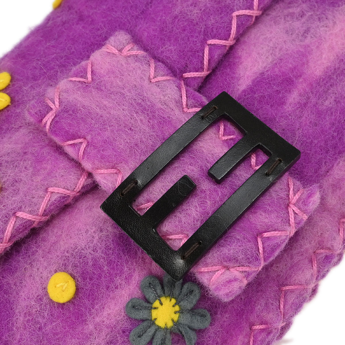 Fendi Purple Wool Baguette Handbag