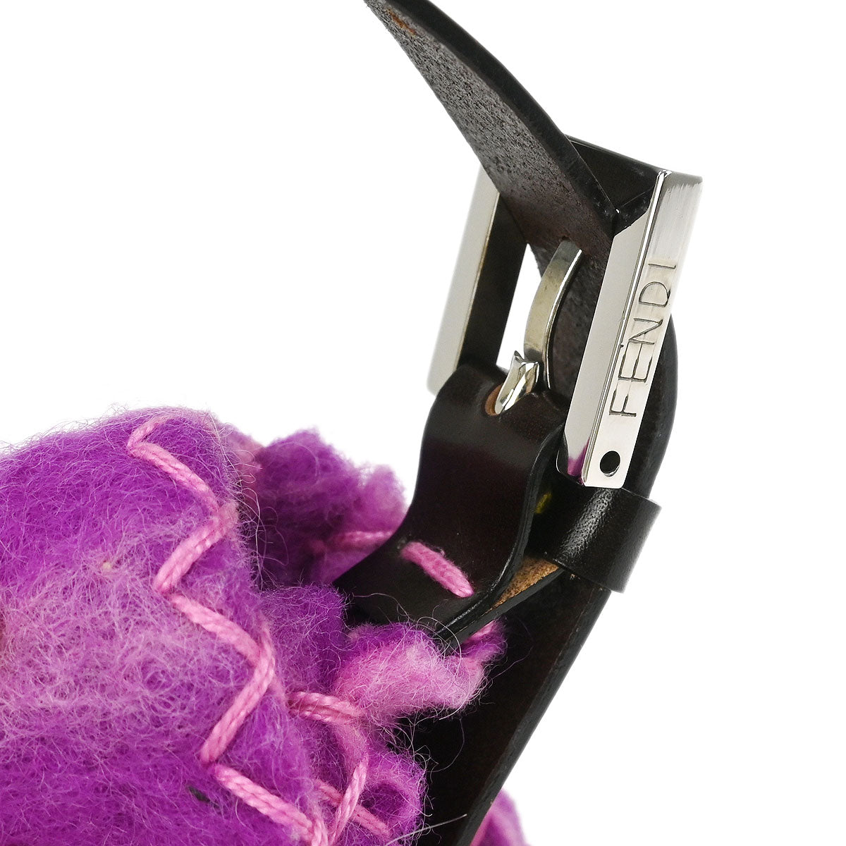 Fendi Purple Wool Baguette Handbag