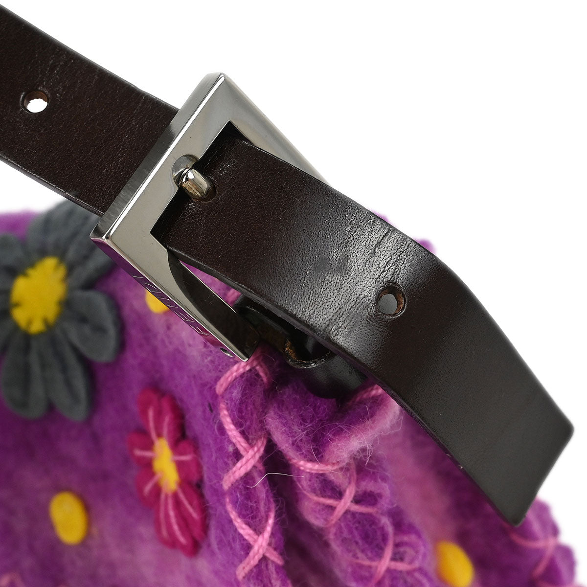 Fendi Purple Wool Baguette Handbag