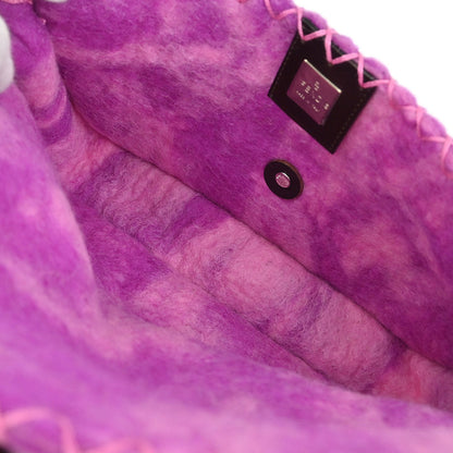Fendi Purple Wool Baguette Handbag