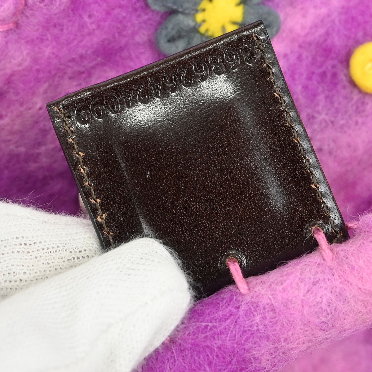 Fendi Purple Wool Baguette Handbag