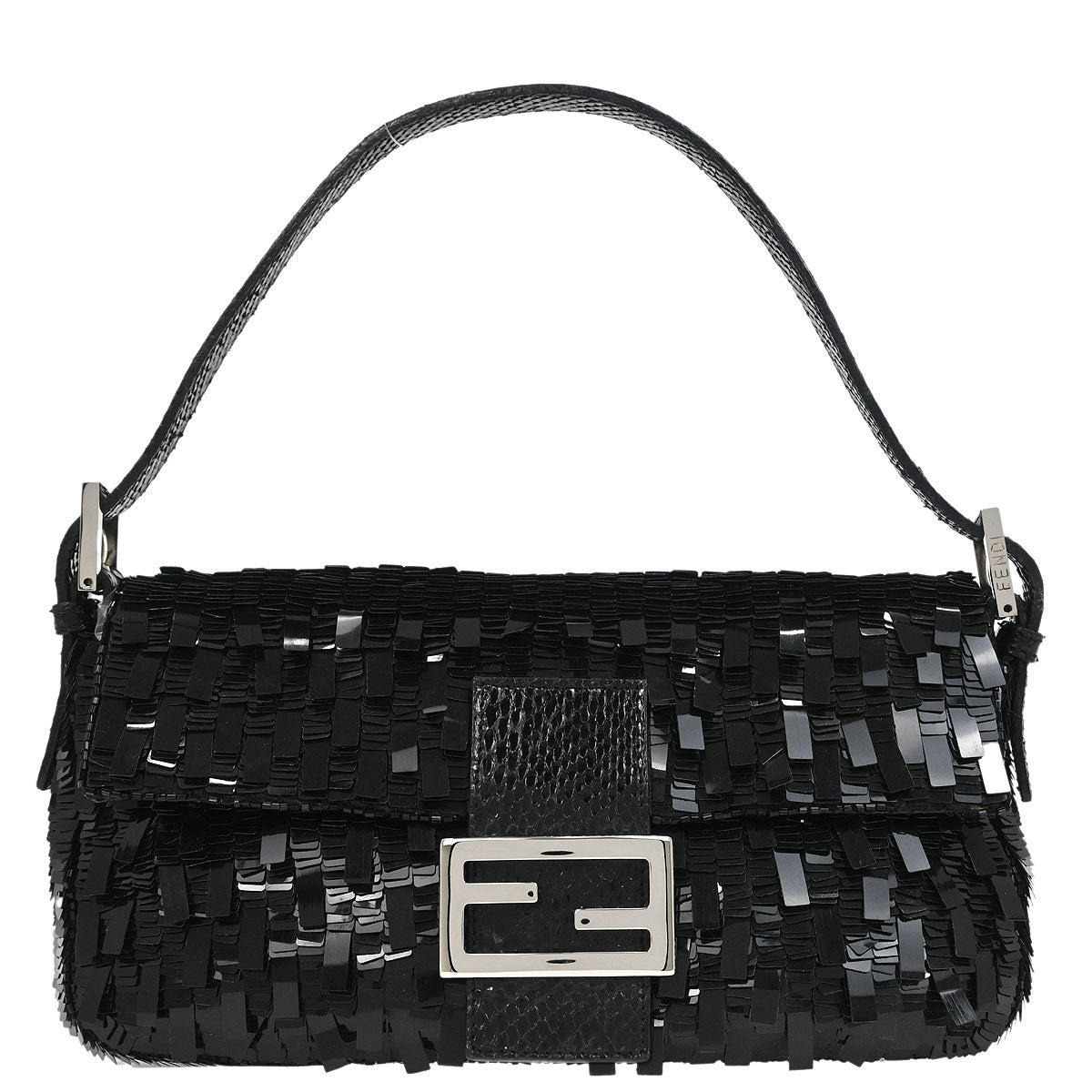 Fendi * Black Python Baguette Handbag