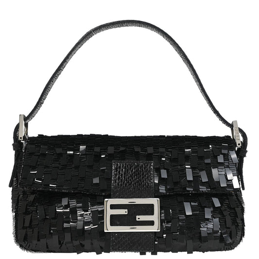 Fendi * Black Python Baguette Handbag