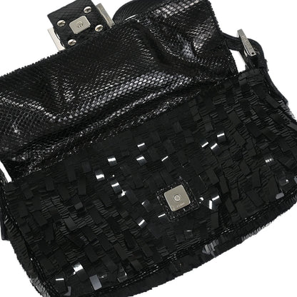 Fendi * Black Python Baguette Handbag