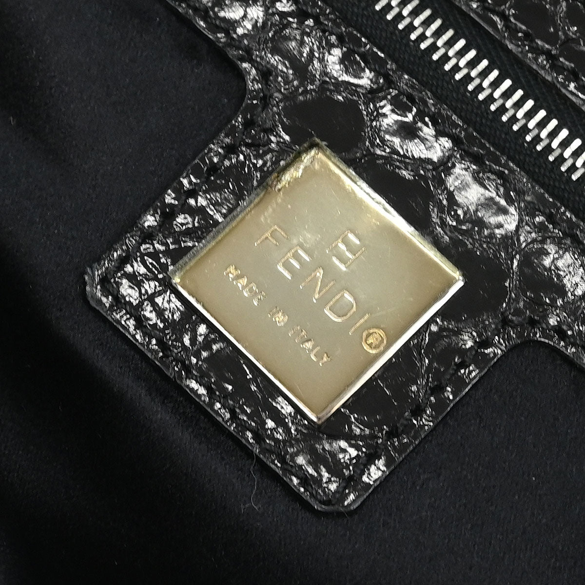 Fendi * Black Python Baguette Handbag