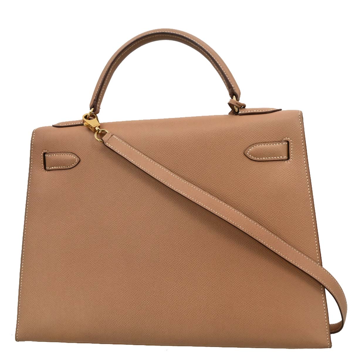 Hermes 1993 Natural Courchevel Kelly 32 Sellier 2way Shoulder Handbag