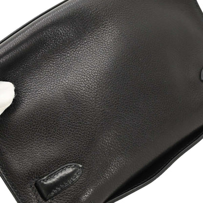 Hermes 2004 Black Evergrain Kelly Pochette Handbag