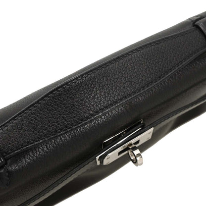 Hermes 2004 Black Evergrain Kelly Pochette Handbag