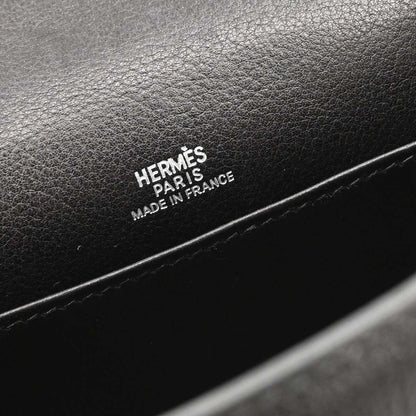 Hermes 2004 Black Evergrain Kelly Pochette Handbag