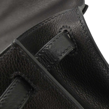 Hermes 2004 Black Evergrain Kelly Pochette Handbag