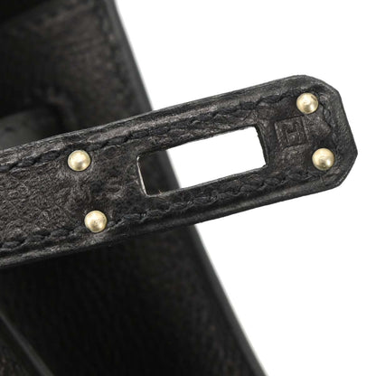 Hermes 2004 Black Evergrain Kelly Pochette Handbag
