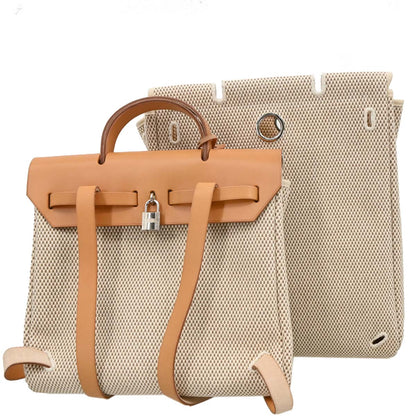 Hermes 2003 Natural Toile GM Herbag a Dos Backpack