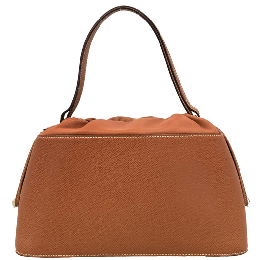 Hermes Cognac Epsom De Paris Drawstring Handbag