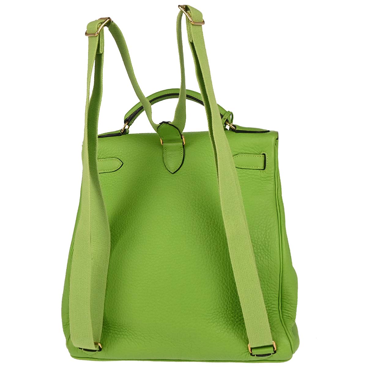 Hermes 2004 Apple Green Taurillon Clemence Kelly A Dos GM Backpack