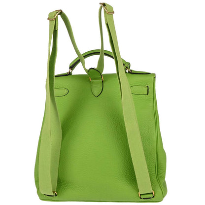 Hermes 2004 Apple Green Taurillon Clemence Kelly A Dos GM Backpack
