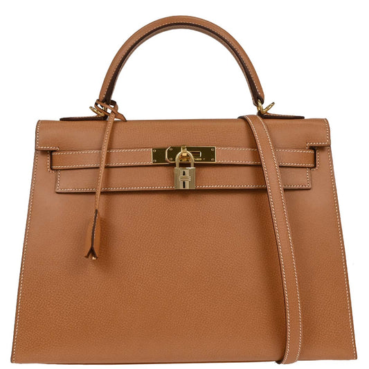 Hermes 2003 Natural Ardennes Kelly 32 Sellier 2way Shoulder Handbag
