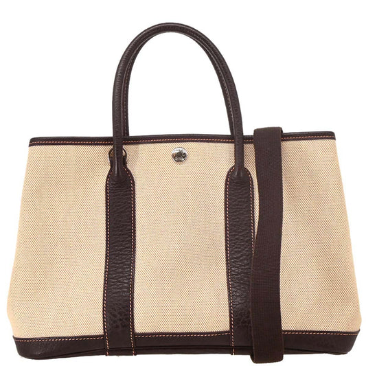 Hermes 2004 Natural Toile H Buffalo Garden Party 30 TPM Tote Handbag