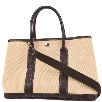 Hermes 2004 Natural Toile H Buffalo Garden Party 30 TPM Tote Handbag