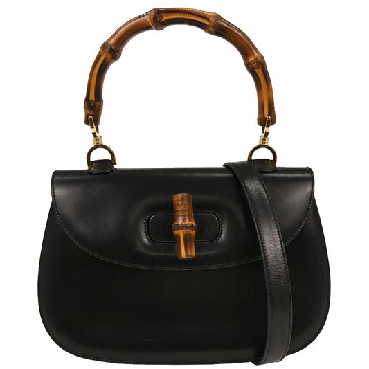 Gucci Black Bamboo 2way Shoulder Handbag