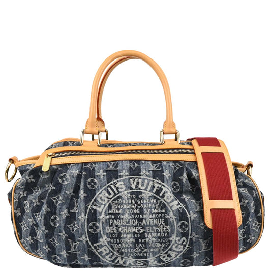 Louis Vuitton 2006 Blue Monogram Denim Cabas Raye GM 2way Shoulder Tote M95336