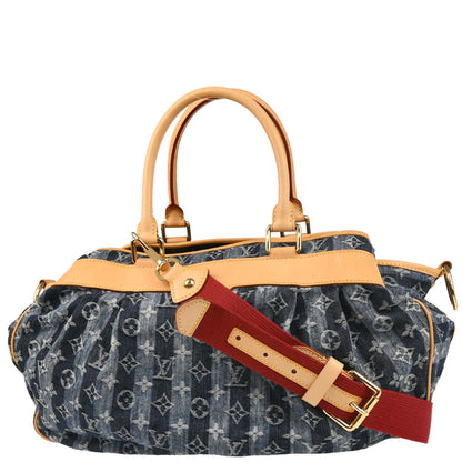 Louis Vuitton 2006 Blue Monogram Denim Cabas Raye GM 2way Shoulder Tote M95336