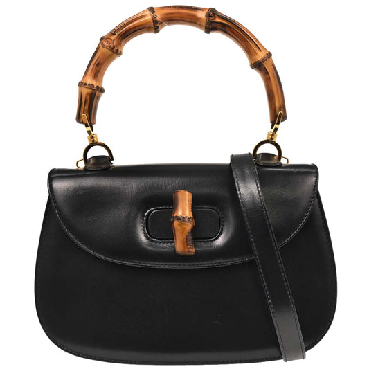 Gucci Black Bamboo 2way Shoulder Handbag