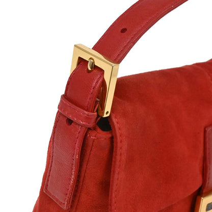 Fendi Red Suede Baguette Handbag