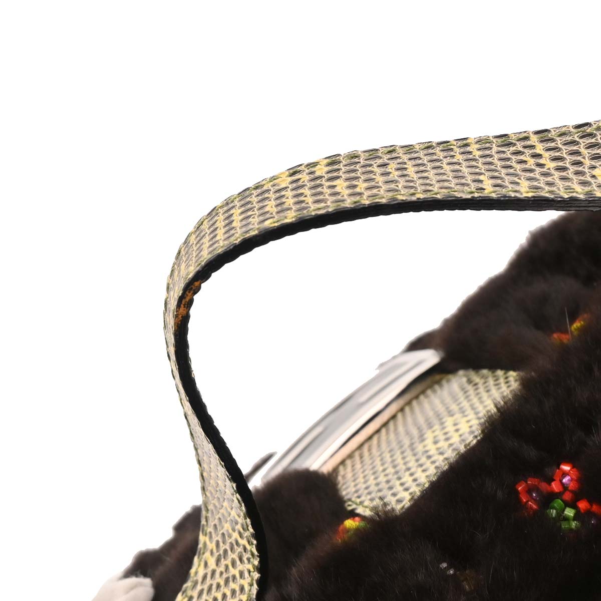 Fendi * Black Fur Python Baguette Handbag