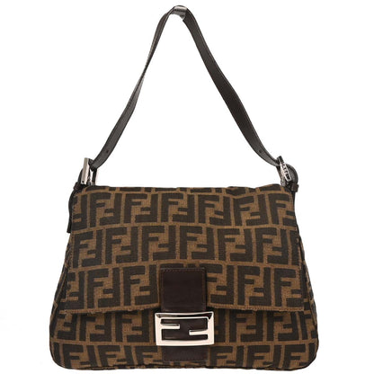 Fendi Brown Canvas Zucca Mamma Baguette Handbag