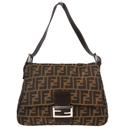 Fendi Brown Canvas Zucca Mamma Baguette Handbag