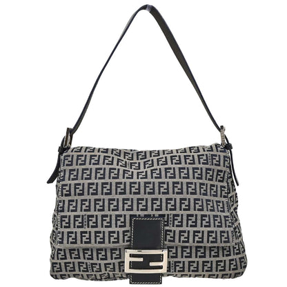 Fendi Navy Gray Zucchino Mamma Baguette Handbag