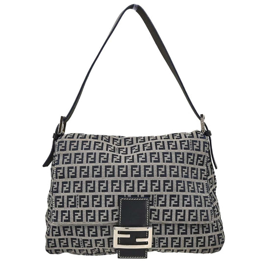 Fendi Navy Gray Zucchino Mamma Baguette Handbag