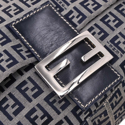 Fendi Navy Gray Zucchino Mamma Baguette Handbag