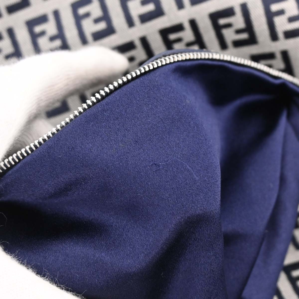 Fendi Navy Gray Zucchino Mamma Baguette Handbag
