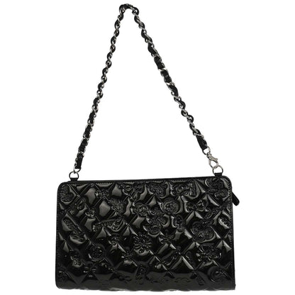 Chanel 2009-2010 Black Patent Leather Icon Chain Handbag