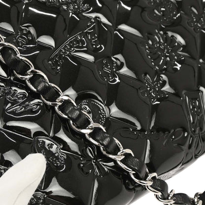 Chanel 2009-2010 Black Patent Leather Icon Chain Handbag