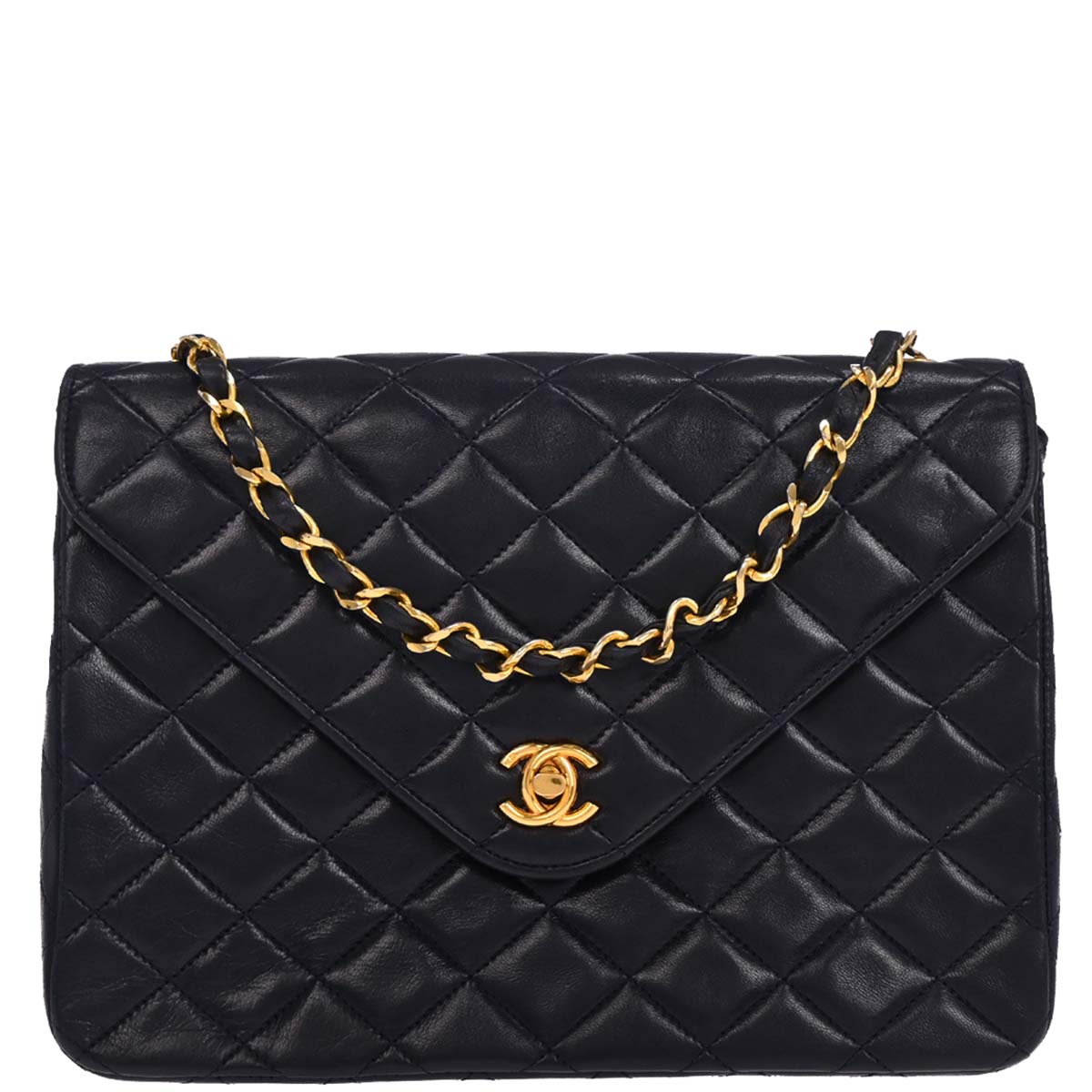 Chanel 1986-1988 Navy Lambskin Shoulder Bag